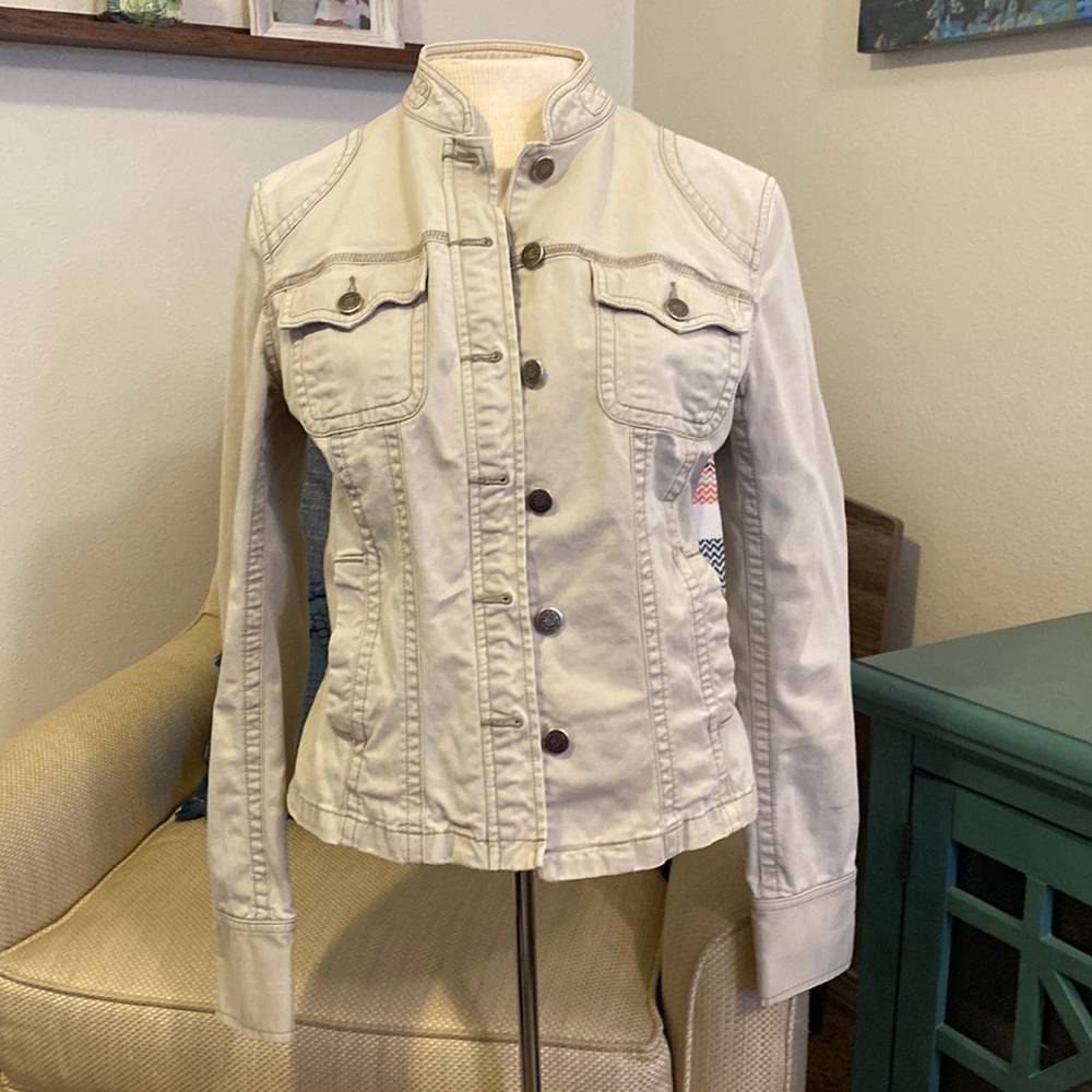 Beige Utility Jacket.